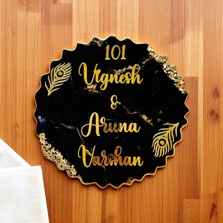 Personalized Round Black Resin Name Plate