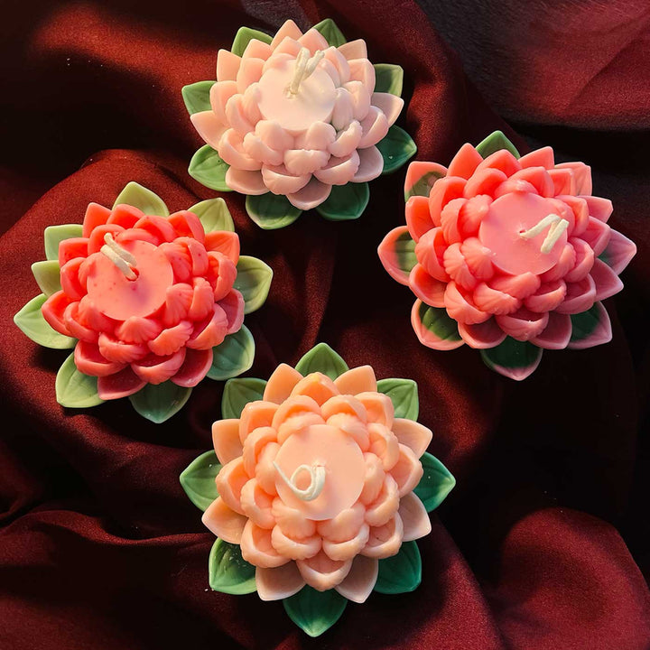 Set Of 2 | Handmade Kamal Phool Design Soy Wax Scented Candle