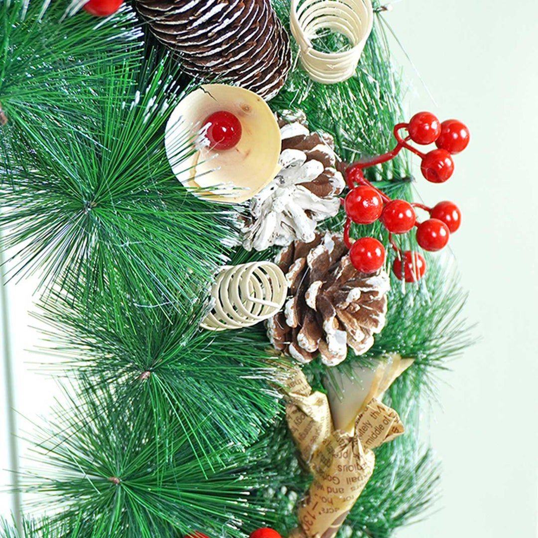 Vintage Chocolates With Pinecones & Mushroom Buds Wreath For Christmas Wall Decoration