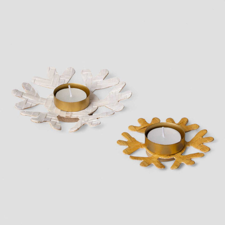Handmade Bamboo Frost Tea Light Holder | Set Of 2