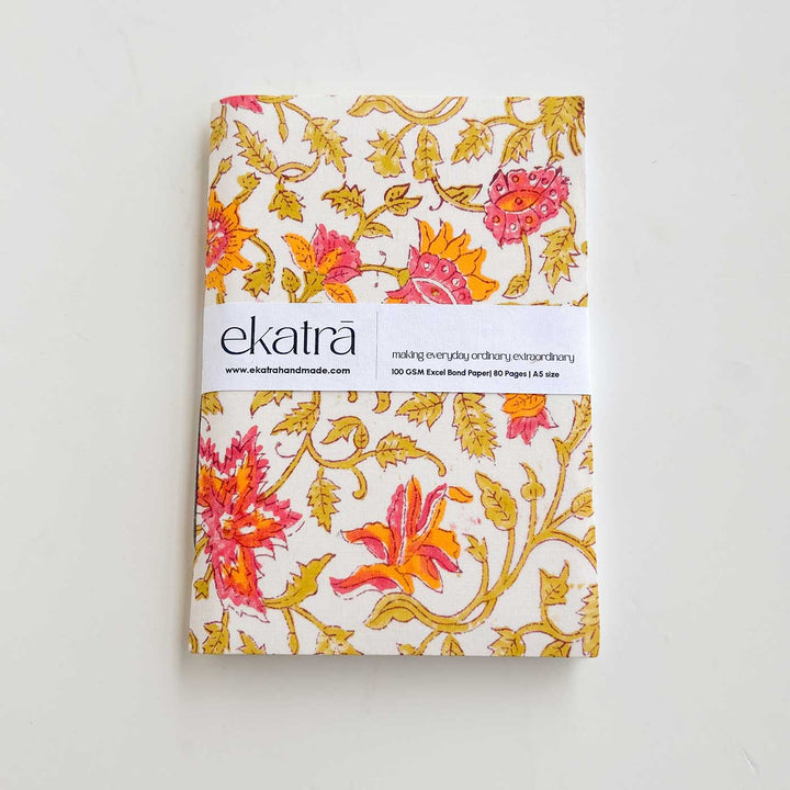 Pink Leafy Floral A5 Journal