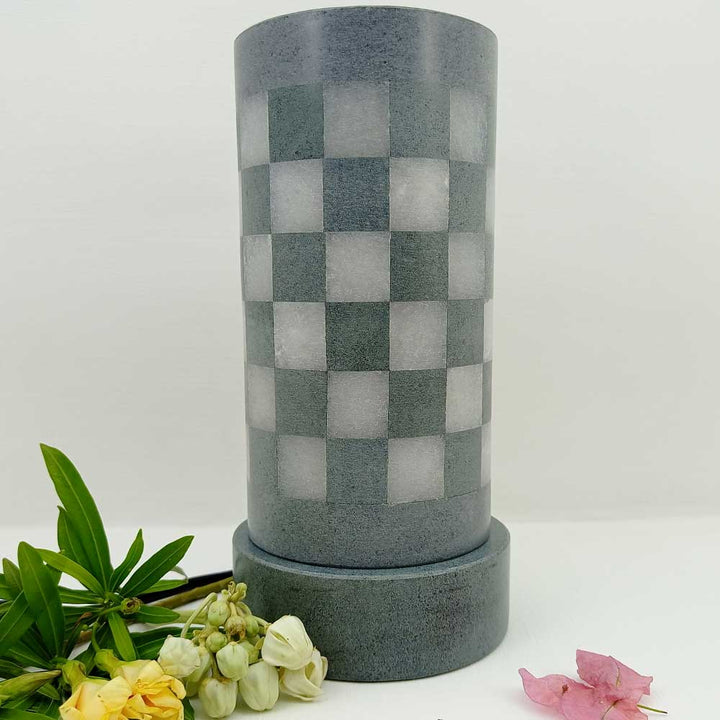 Handmade White & Grey Lamis Floating Alabaster Table Lamp