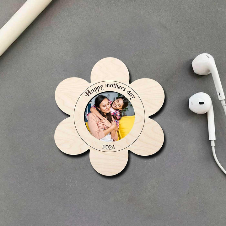 Photo Personalized Printed Flower Shaped Wooden Fridge Magnet For Mothers