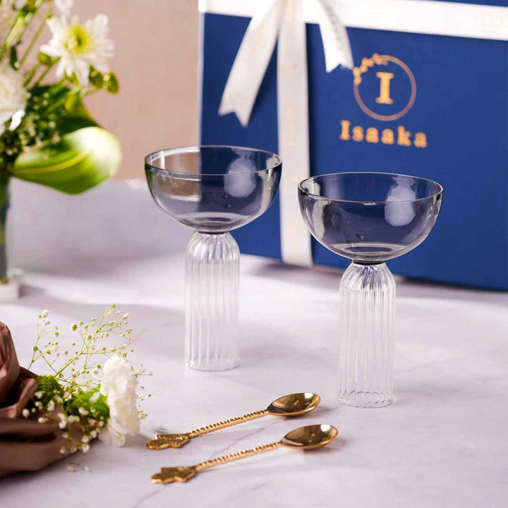 Handmade Smokey Dessert, Drinks & Decor Glass Gift Box | Set of 5