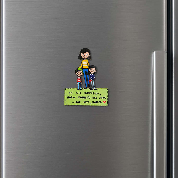 Personalized Caricature Cutout MDF Wood Fridge Magnet For Mothers