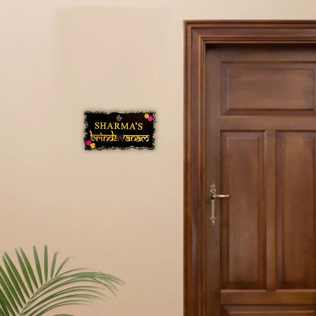 Personalized Black Ganesha Theme Resin Name Plate