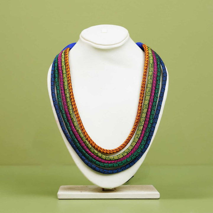 Handmade Multicolor Classic Panchadhanush Khunn Fabric Cotton Necklace