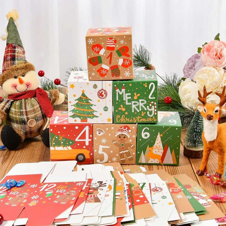 Handmade Paper Christmas Advent Calendar | 24 Gift Boxes