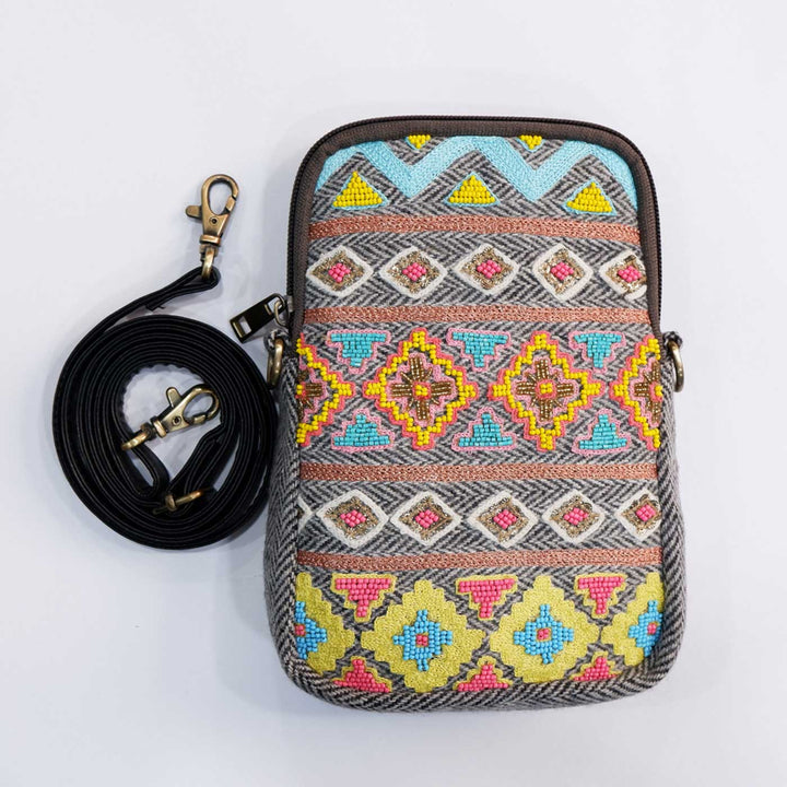 Handmade Embroidered Black Zari Jacquard Sling Bag