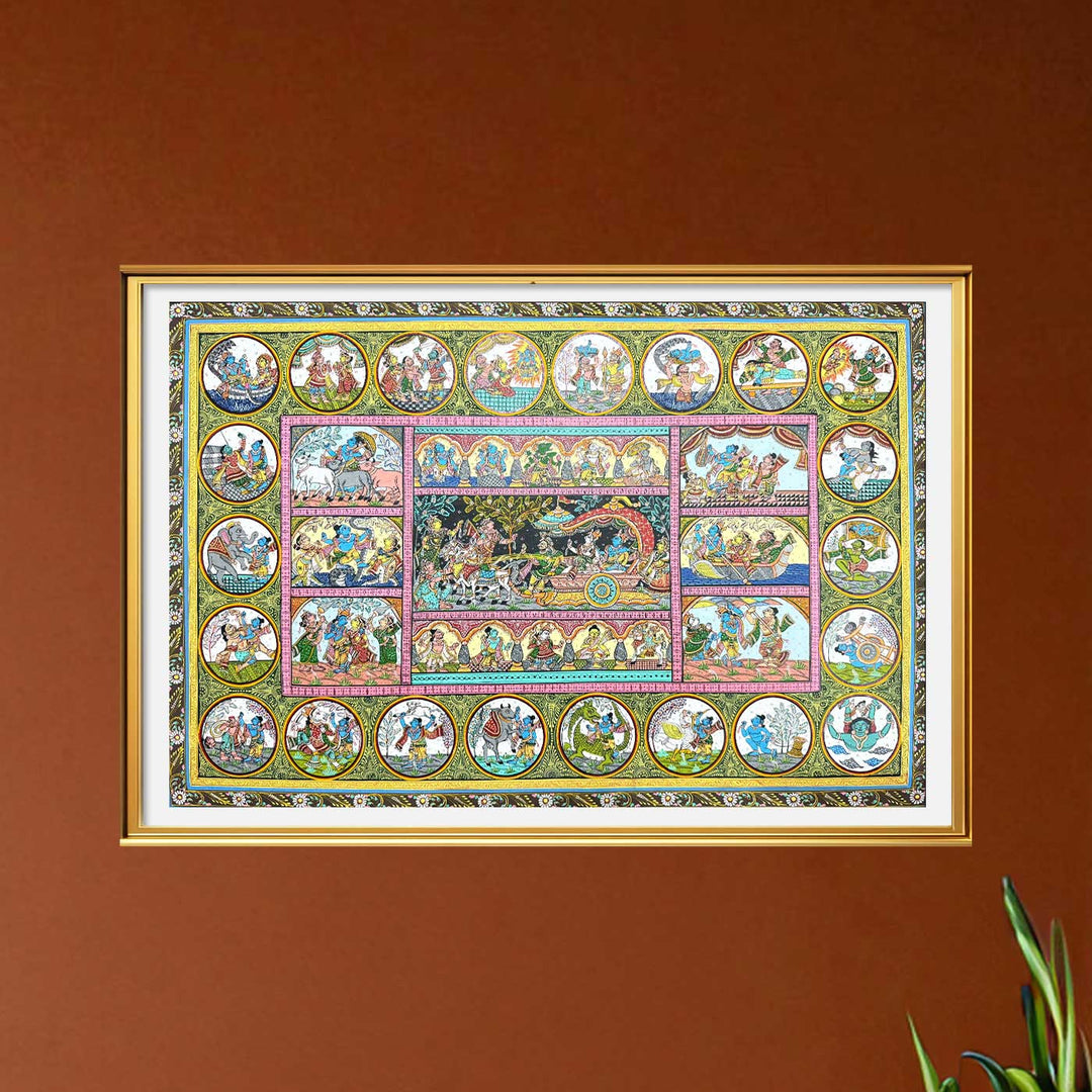 36 X 24 Inch | Handmade Canvas Mathura Vijay With Dashavatar Painting