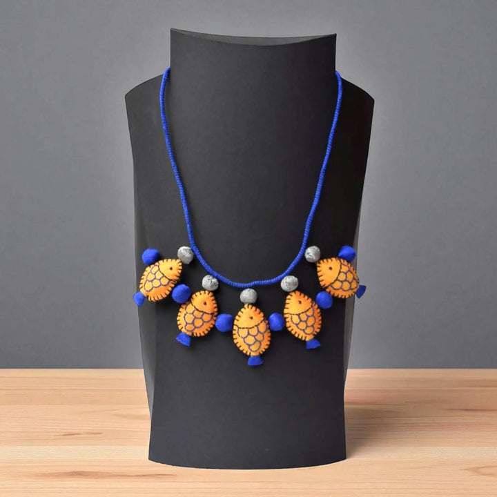 Handmade Textile Art Fish Design Dupion Silk Fabric Necklace