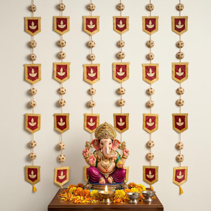Set of 2 | "Jyot" Handcrafted Bamboo Diya Wall Hanging For Festive Decor