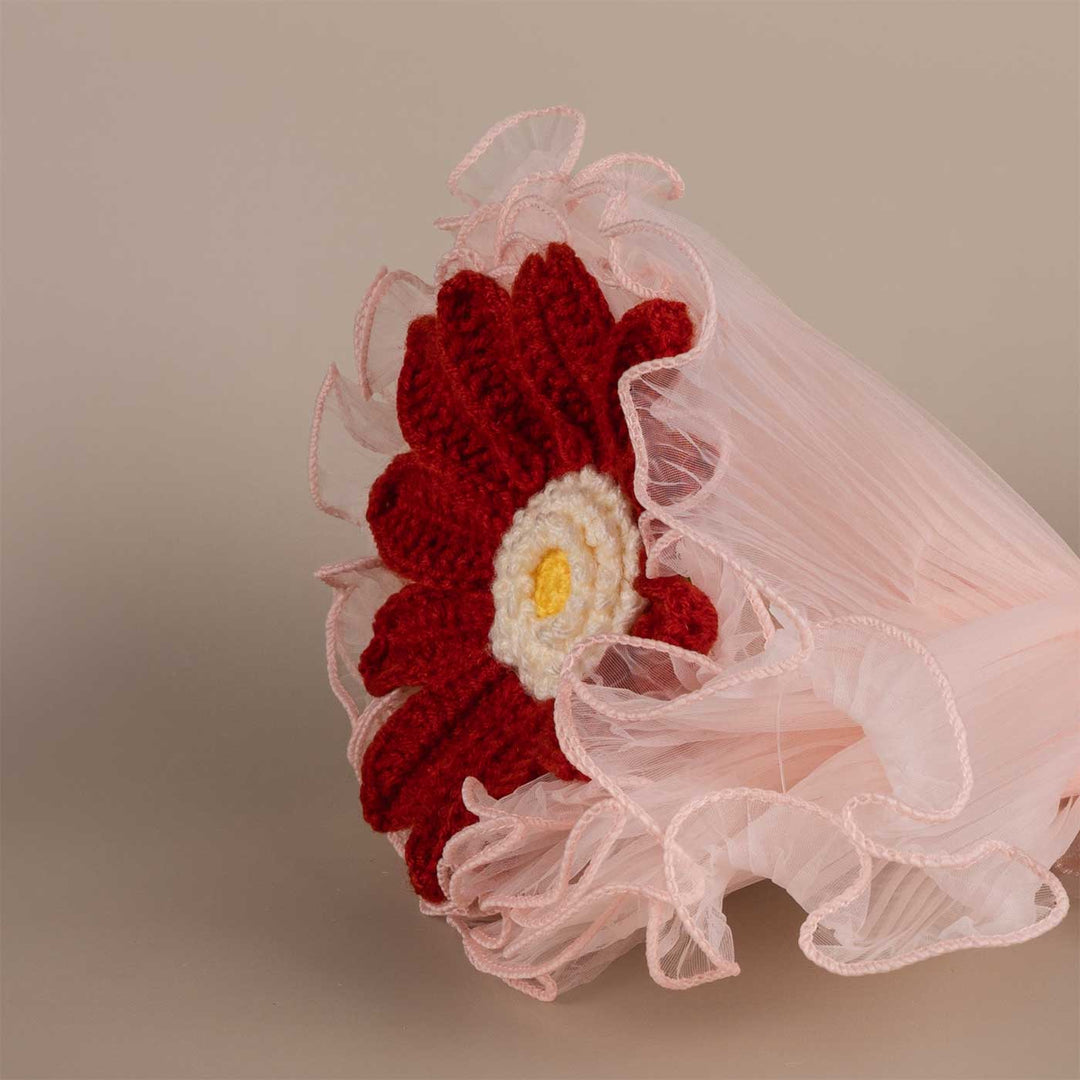 Handmade Crochet African Daisy Flower Bouquet With Lights | Includes Photo & Greeting Card