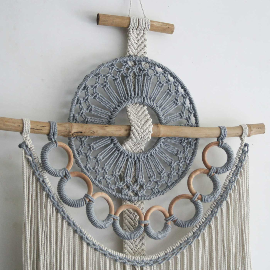 Handmade Grey Macrame Artistic Wall Decor