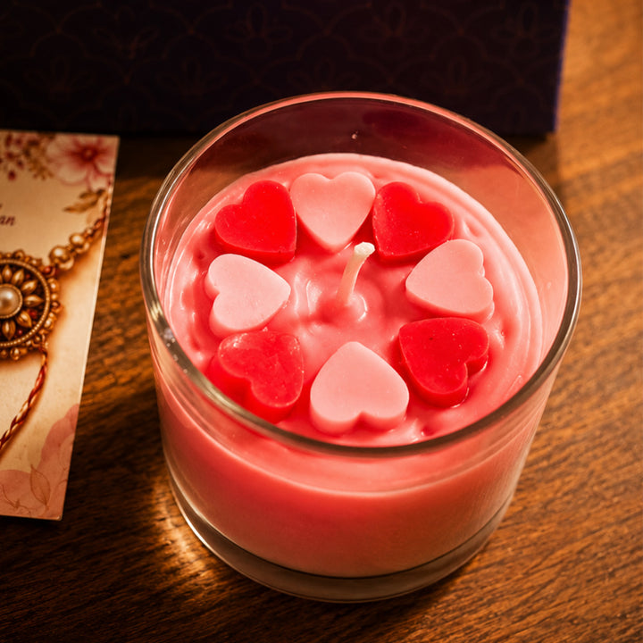 "Bhai Blessings" Heart Candle Ceramic Mug Rakhi Hamper With Rakhi & Roli Chawal For Brother
