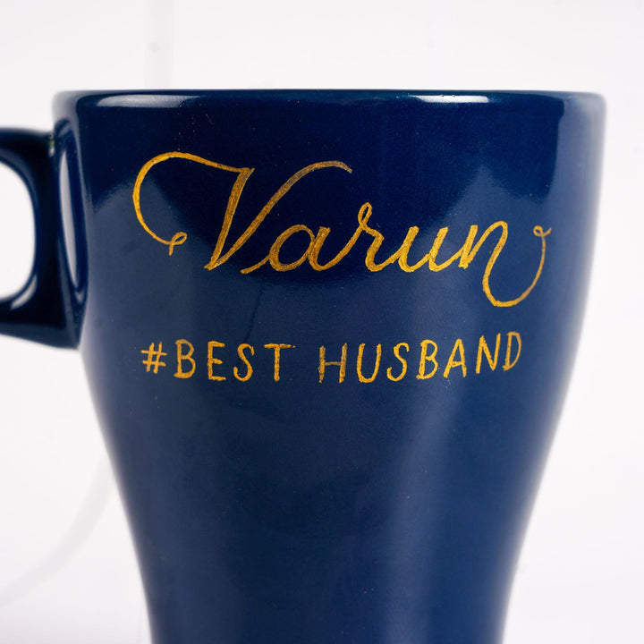 Personalized Coffee Mug with Calligraphy Lettering for Husband