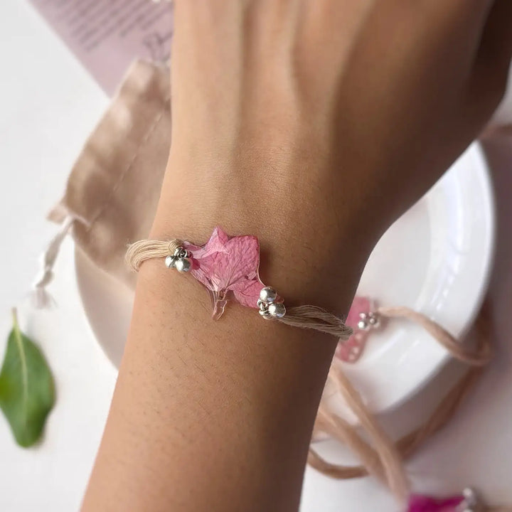 Handmade Preserved Flower Saheli Floral Resin Rakhi With Roli Chawal