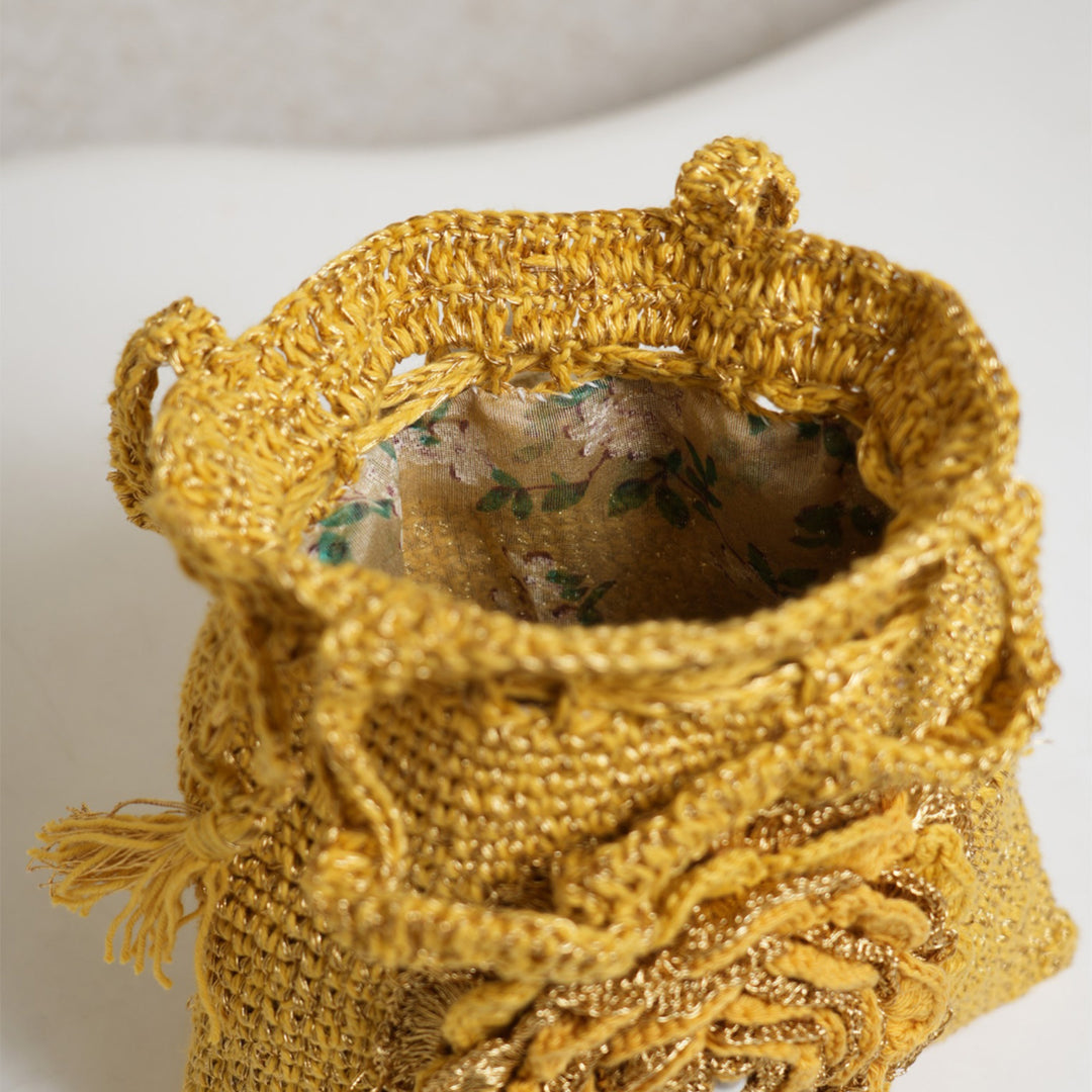 Handmade Crochet Amber Bloom Potli