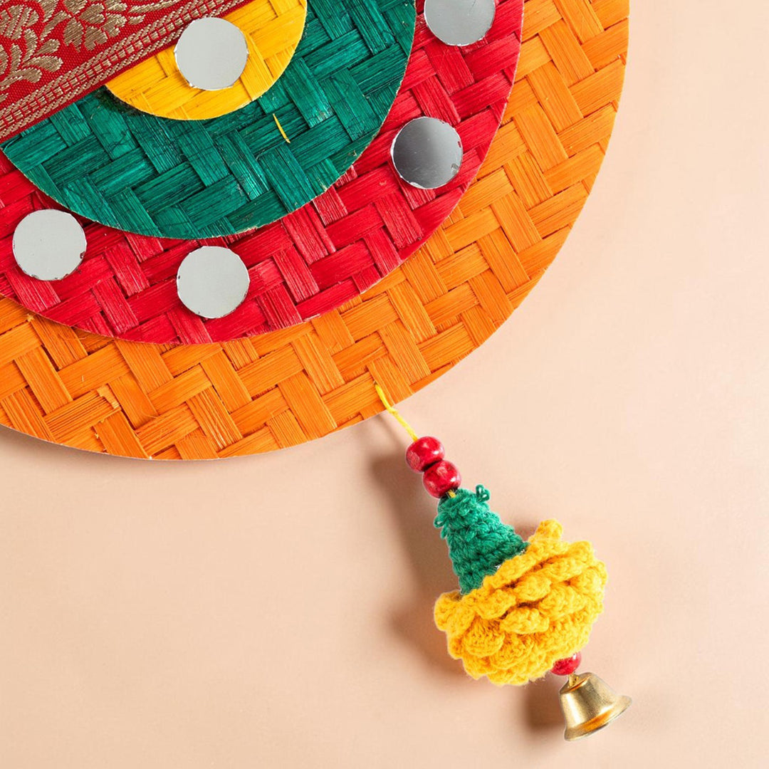 Satrangi Handcrafted Marigold Bamboo Toran With Crochet Detailing For Festive Decor