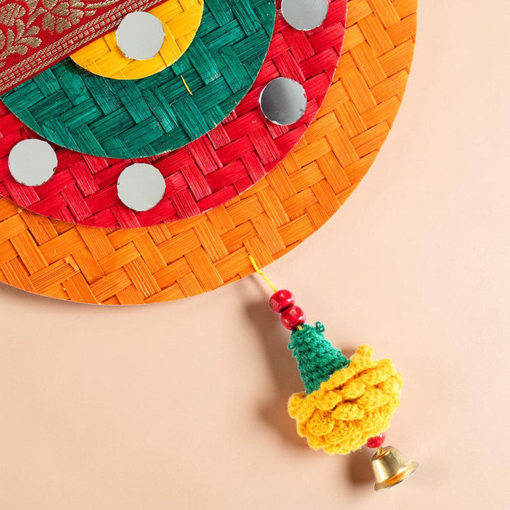Satrangi Handcrafted Marigold Bamboo Toran With Crochet Detailing For Festive Decor