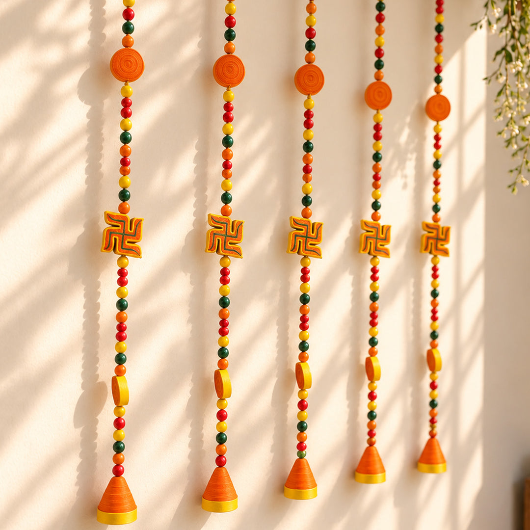 Upcycled Festive Decorative Door Strings - Swastika