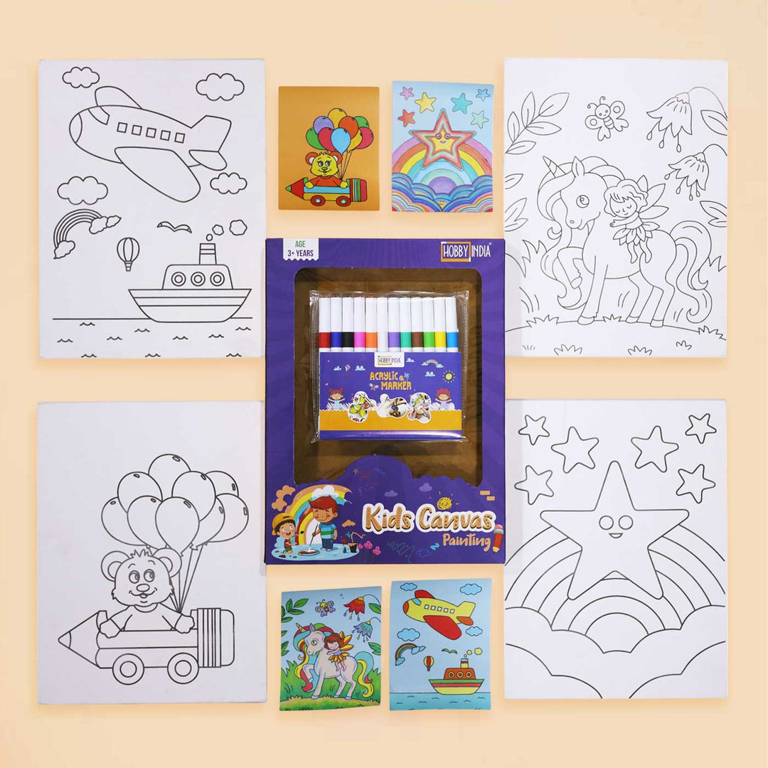 Pre Marked Kids Painting Canvas DIY Kit