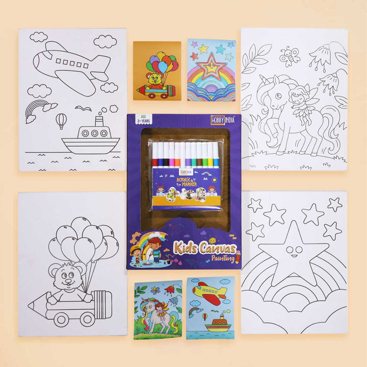 Pre Marked Kids Painting Canvas DIY Kit