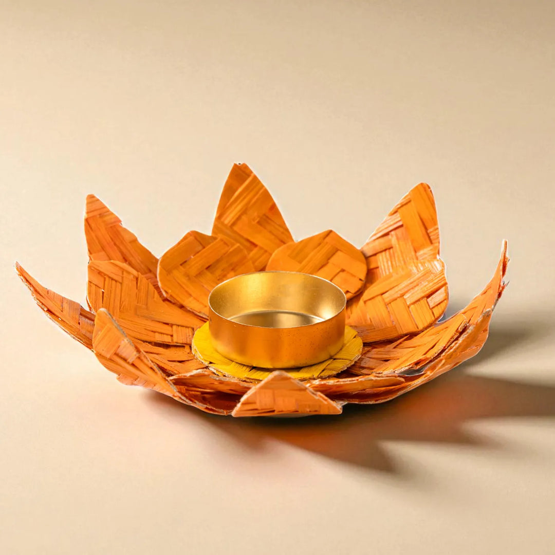 Lotus Eco-Friendly Handmade Woven Bamboo Tealight Holder