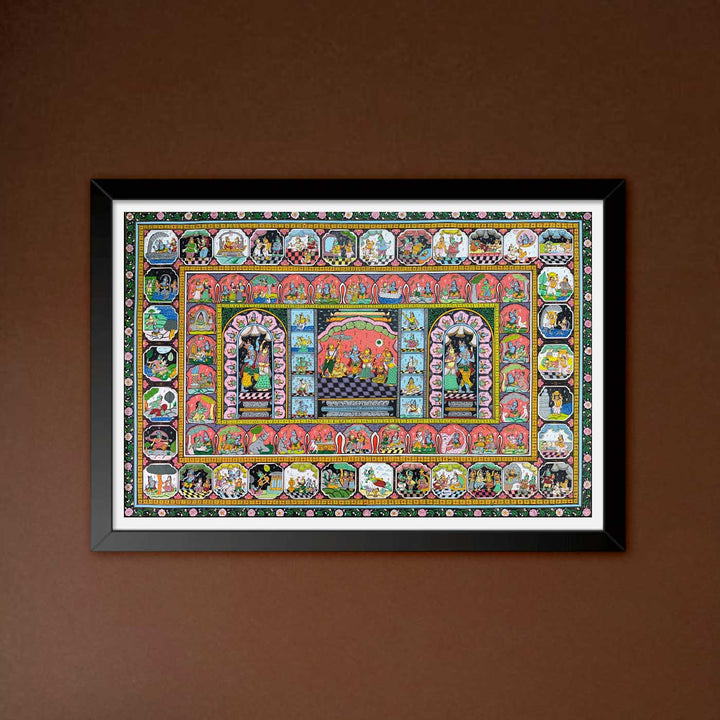 60 X 36 Inch | Handmade Canvas Story Of Krishna Painting