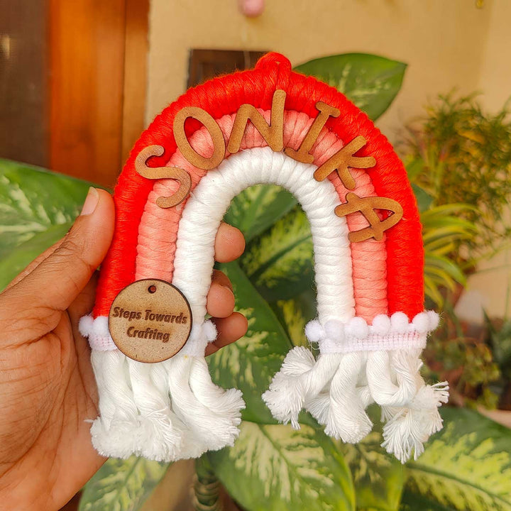 Personalized Macrame Rainbow Theme Kids Name Plate