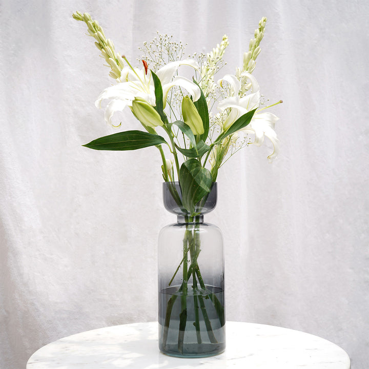 Handmade Grey Grande Tinted Glass Vase | 11.8 inch