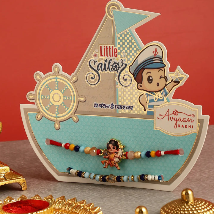Handmade Shri Ram Rakhi Hamper | Includes 1 Ramdarbar Idol, 2 Rakhis, 1 Roli Chawal
