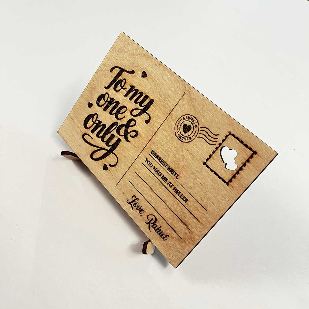 Personalized Birchwood Postcard With Stand