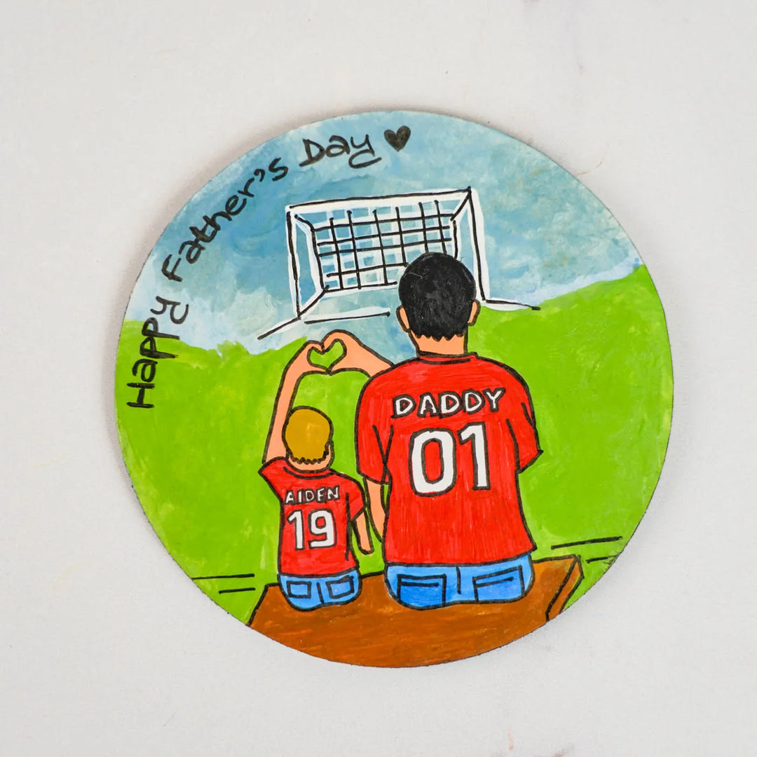Photo Personalized Hand-Painted Football Dad Theme MDF Wood Fridge Magnet