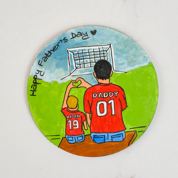 Photo Personalized Hand-Painted Football Dad Theme MDF Wood Fridge Magnet