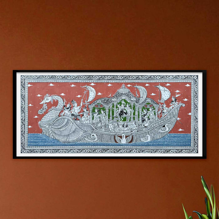 44 x 20 Inch | Handmade Canvas Naukavihaar Painting