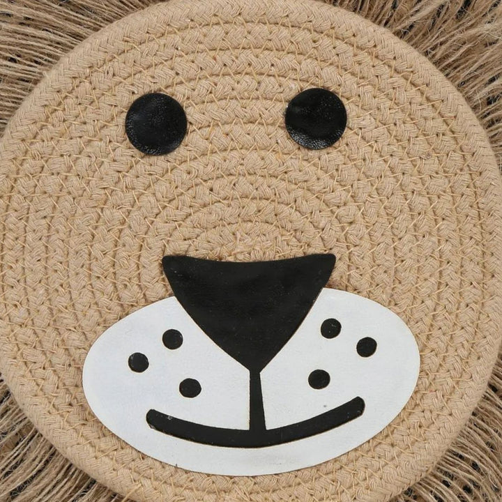 Handmade Coil Basketry Lion Theme Foldable Cotton Rope Basket for Kids