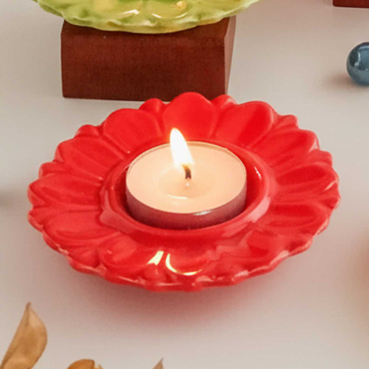 Handmade Serenity Bloom Ceramic Tealight Holder