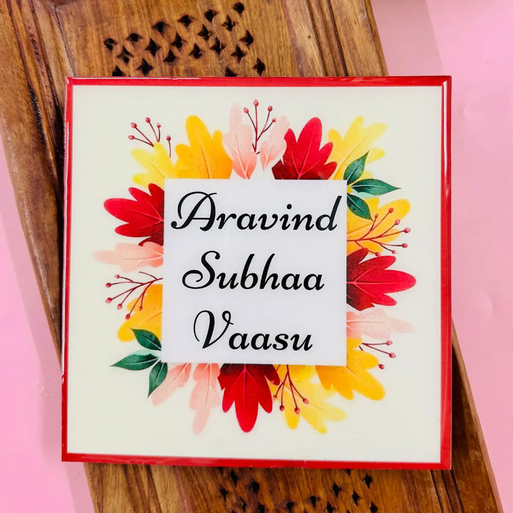 Personalized Leaves Theme Resin Name Plate