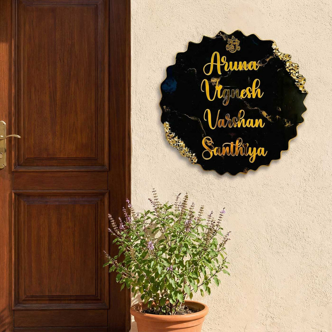 Personalized Round Black Resin Name Plate