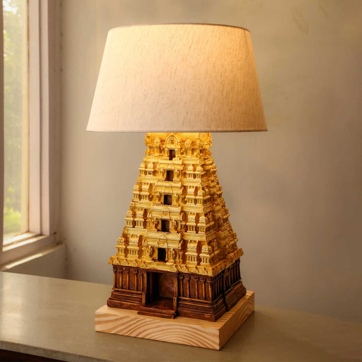 Handcrafted Gopuram South Indian Temple Gateway Miniature Table Lamp For Home Decor