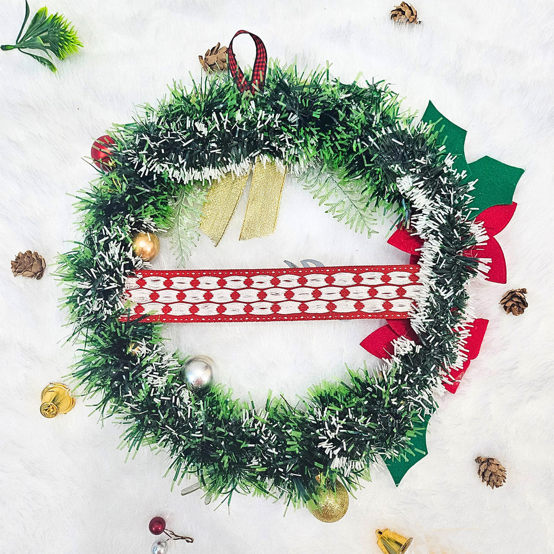 Green Floral Felt Wreath For Christmas Decoration