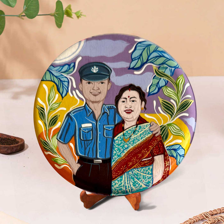 10 Inch | Photo Personalized Hand Painted Pop Art Illustrated Caricature Wall Plate With Stand