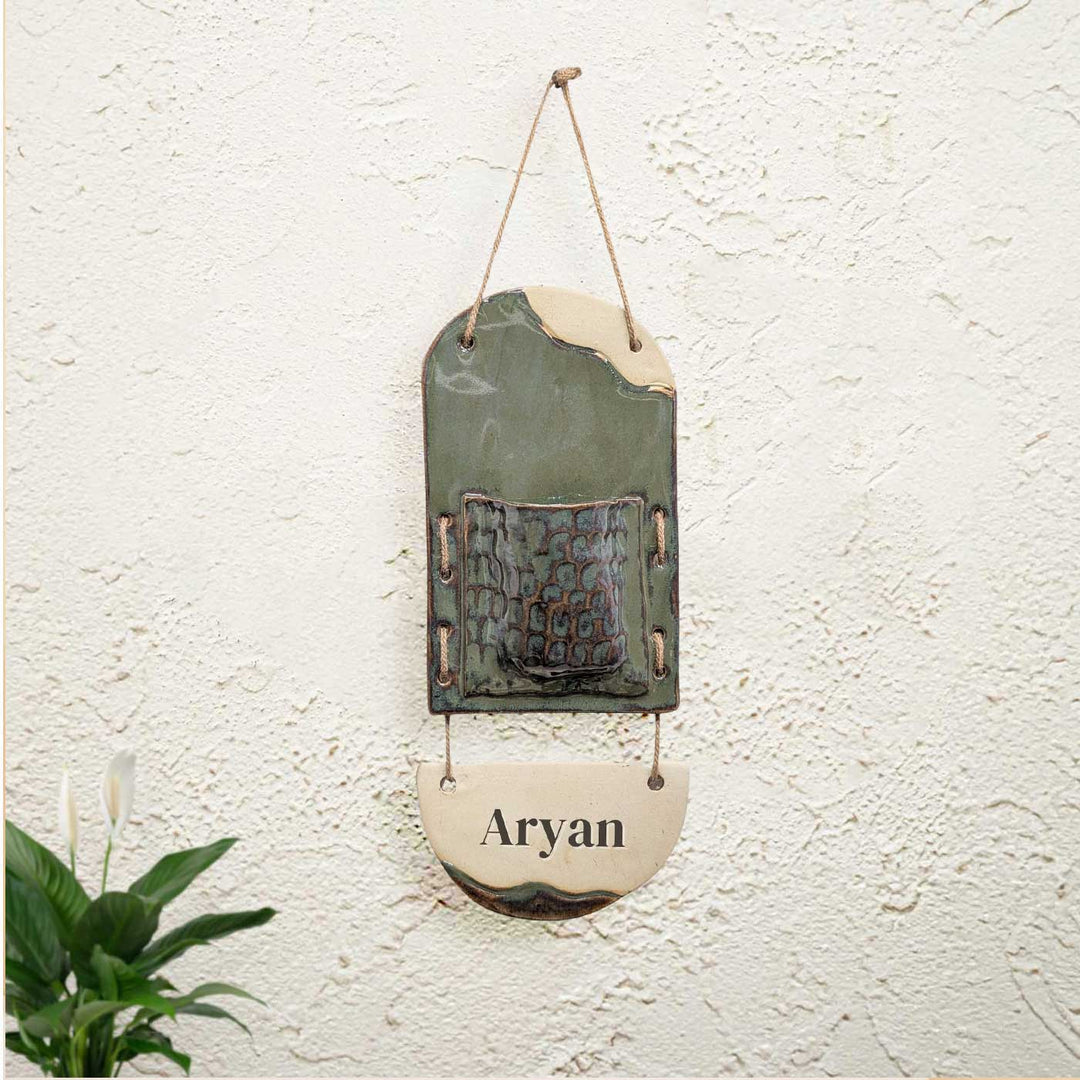 Personalized Ceramic Name Plate With Vase