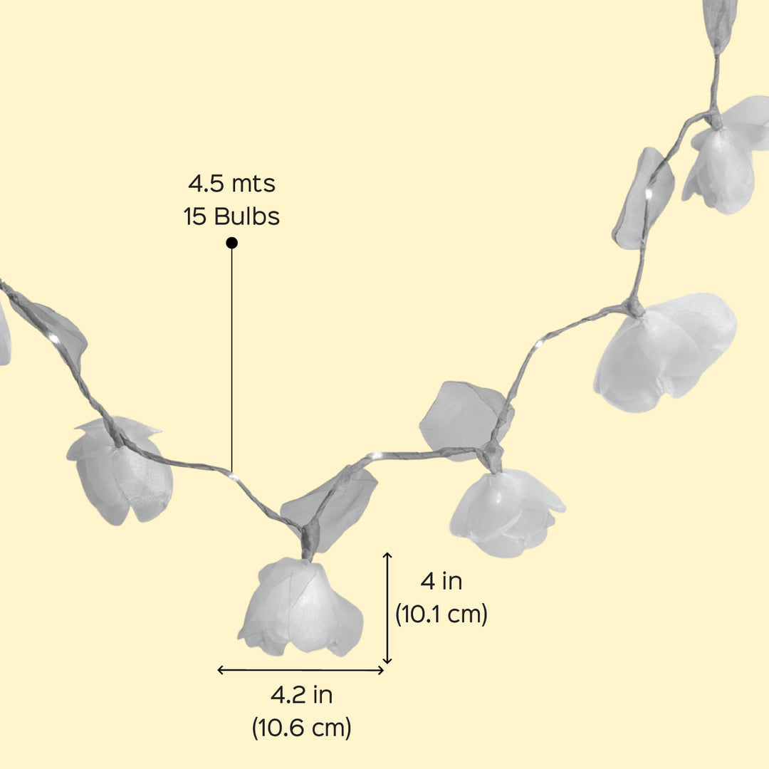 4.5m, 15 Bulbs | Handcrafted Tissue Flower LED Fairy Lights