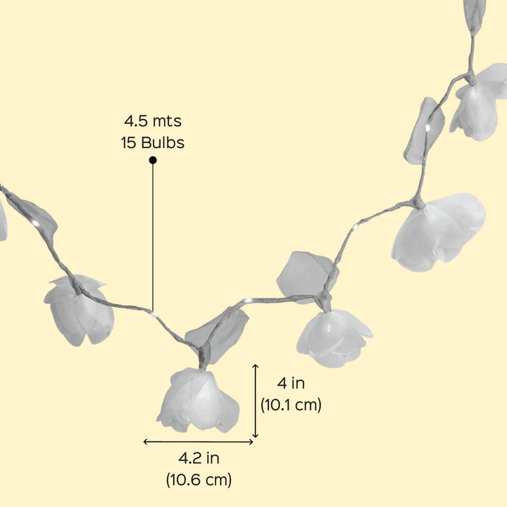 4.5m, 15 Bulbs | Handcrafted Tissue Flower LED Fairy Lights