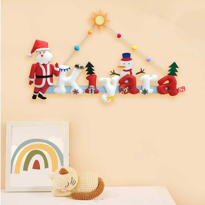 Personalized Santa Claus Theme Felt Kids Name Plate