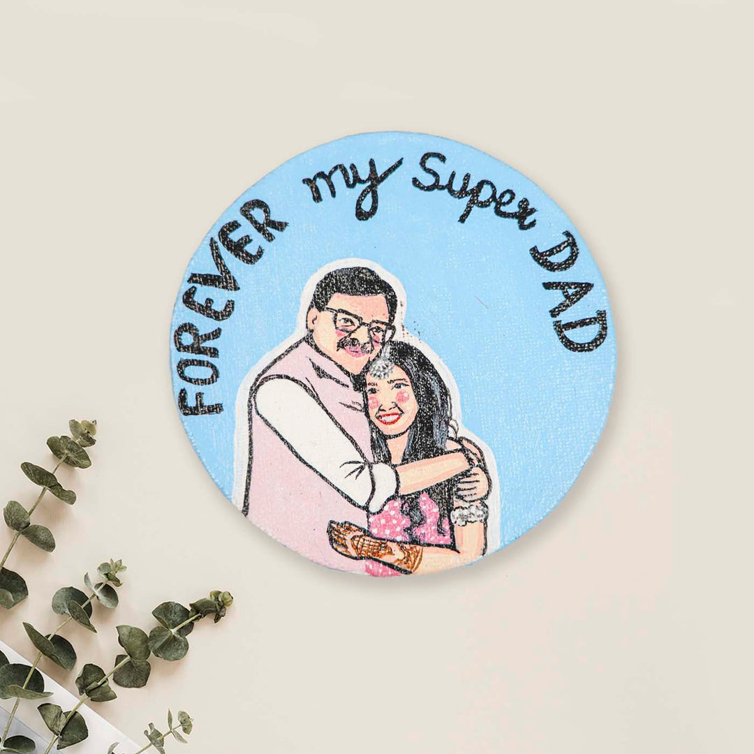 Photo Personalized Hand-Painted Father And Daughter Canvas Fridge Magnet
