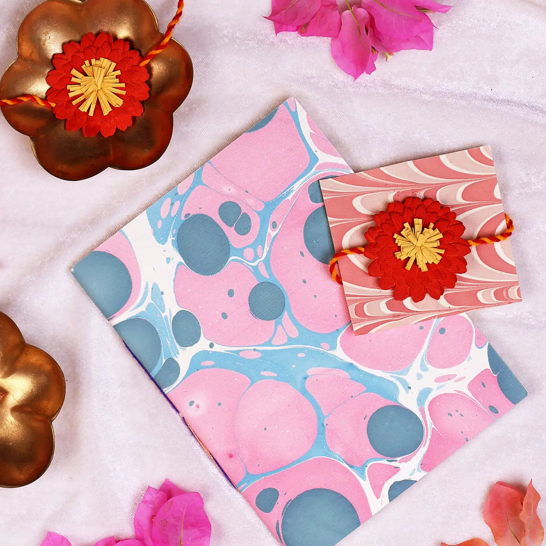 Eco-Friendly Festive Rakhi Hamper | Includes 1 Notebook, 1 Rakhi, 1 Roli Chawal & 1 Greeting Card