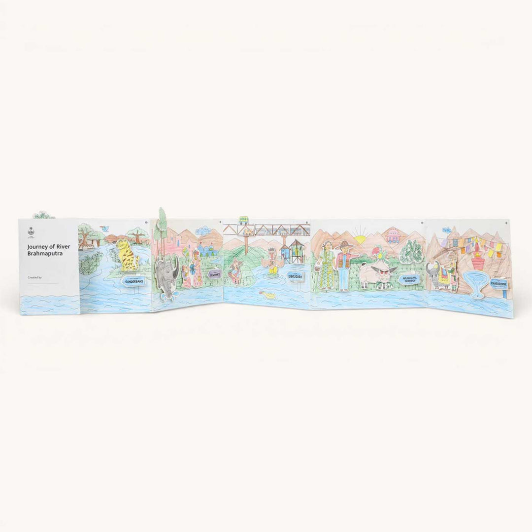 Brahmaputra Rivers of India DIY Kit | 11 Coloring Templates, 1 Map Of India And Instruction Sheet